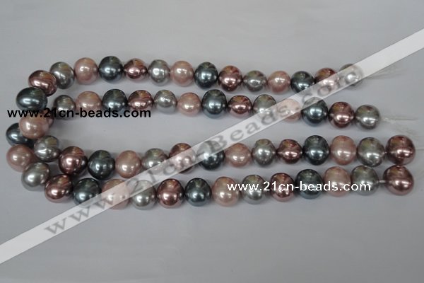 CSB159 15.5 inches 12*15mm – 13*16mm oval mixed color shell pearl beads