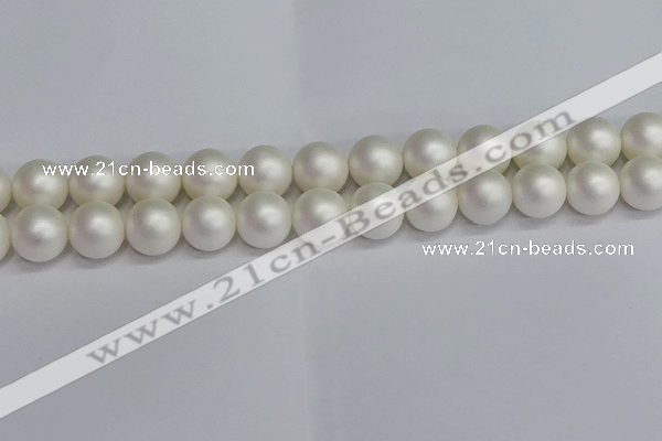 CSB1605 15.5 inches 14mm round matte shell pearl beads wholesale