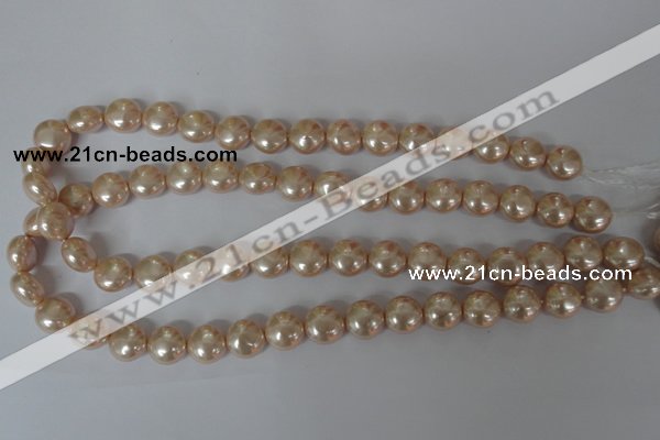 CSB180 15.5 inches 12mm flat round shell pearl beads wholesale