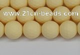 CSB1801 15.5 inches 6mm faceetd round matte shell pearl beads