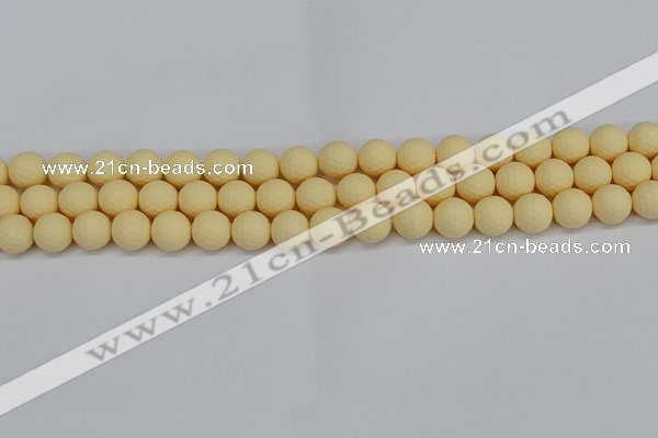 CSB1801 15.5 inches 6mm faceetd round matte shell pearl beads