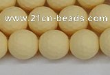 CSB1803 15.5 inches 10mm faceetd round matte shell pearl beads