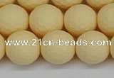 CSB1804 15.5 inches 12mm faceetd round matte shell pearl beads