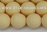 CSB1805 15.5 inches 14mm faceetd round matte shell pearl beads