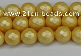 CSB1811 15.5 inches 6mm faceetd round matte shell pearl beads