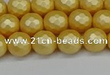 CSB1812 15.5 inches 8mm faceetd round matte shell pearl beads