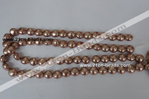 CSB182 15.5 inches 12mm flat round shell pearl beads wholesale