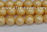 CSB1821 15.5 inches 6mm faceetd round matte shell pearl beads