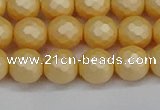 CSB1822 15.5 inches 8mm faceetd round matte shell pearl beads