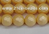 CSB1823 15.5 inches 10mm faceetd round matte shell pearl beads