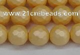 CSB1824 15.5 inches 12mm faceetd round matte shell pearl beads