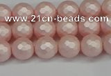 CSB1831 15.5 inches 6mm faceetd round matte shell pearl beads