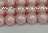 CSB1832 15.5 inches 8mm faceetd round matte shell pearl beads