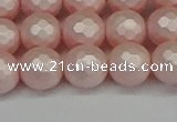 CSB1833 15.5 inches 10mm faceetd round matte shell pearl beads