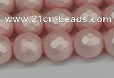 CSB1834 15.5 inches 12mm faceetd round matte shell pearl beads