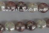 CSB184 15.5 inches 12mm flat round mixed color shell pearl beads