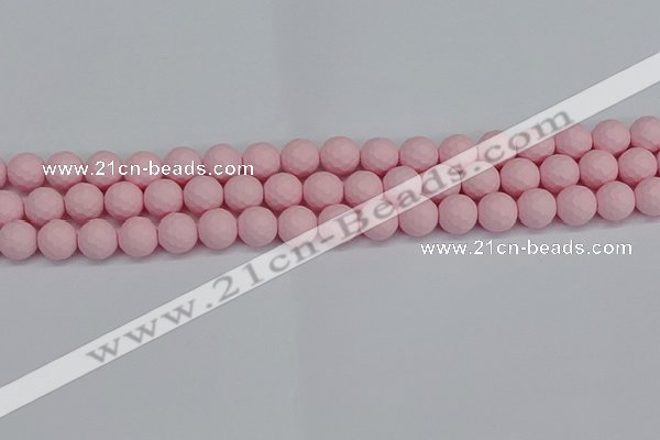 CSB1841 15.5 inches 6mm faceetd round matte shell pearl beads