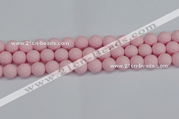 CSB1844 15.5 inches 12mm faceetd round matte shell pearl beads