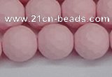 CSB1845 15.5 inches 14mm faceetd round matte shell pearl beads