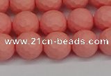 CSB1852 15.5 inches 8mm faceetd round matte shell pearl beads