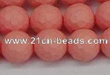 CSB1854 15.5 inches 12mm faceetd round matte shell pearl beads