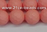 CSB1855 15.5 inches 14mm faceetd round matte shell pearl beads