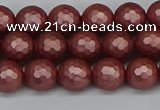 CSB1861 15.5 inches 6mm faceetd round matte shell pearl beads