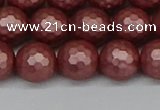 CSB1863 15.5 inches 10mm faceetd round matte shell pearl beads