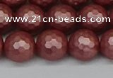 CSB1864 15.5 inches 12mm faceetd round matte shell pearl beads