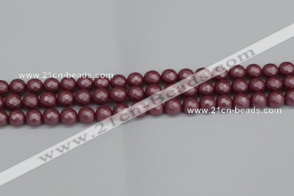 CSB1871 15.5 inches 6mm faceetd round matte shell pearl beads