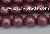 CSB1872 15.5 inches 8mm faceetd round matte shell pearl beads