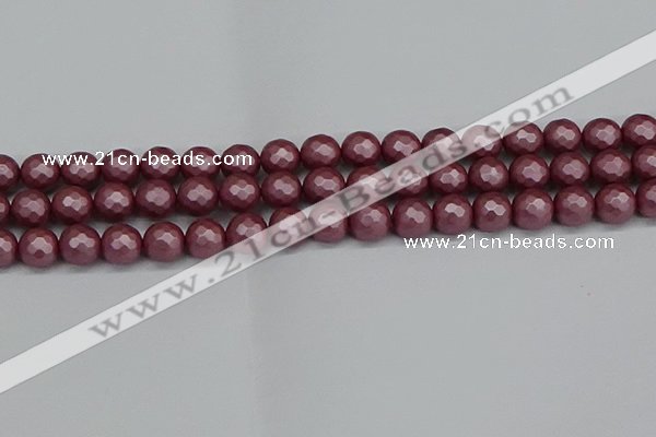 CSB1872 15.5 inches 8mm faceetd round matte shell pearl beads