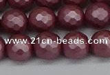 CSB1873 15.5 inches 10mm faceetd round matte shell pearl beads