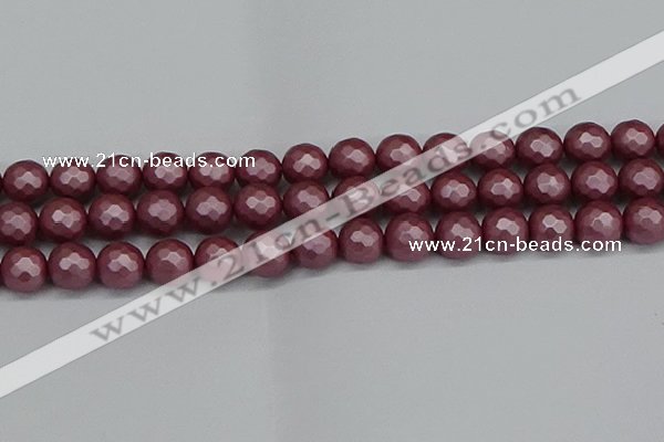 CSB1874 15.5 inches 12mm faceetd round matte shell pearl beads