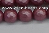 CSB1875 15.5 inches 14mm faceetd round matte shell pearl beads