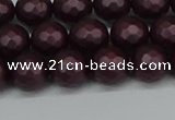 CSB1881 15.5 inches 6mm faceted round matte shell pearl beads