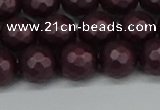 CSB1882 15.5 inches 8mm faceted round matte shell pearl beads