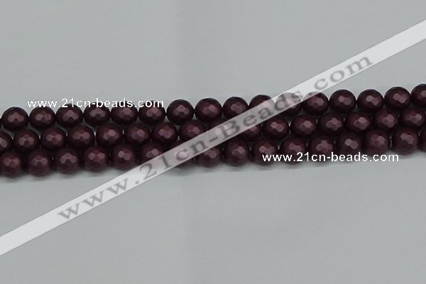 CSB1882 15.5 inches 8mm faceted round matte shell pearl beads