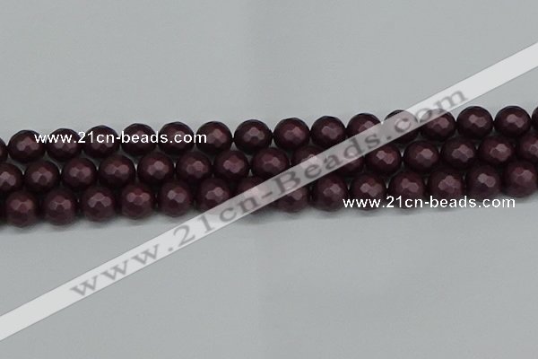 CSB1883 15.5 inches 10mm faceted round matte shell pearl beads