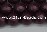 CSB1884 15.5 inches 12mm faceted round matte shell pearl beads