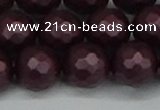 CSB1885 15.5 inches 14mm faceted round matte shell pearl beads