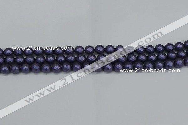 CSB1891 15.5 inches 6mm faceted round matte shell pearl beads