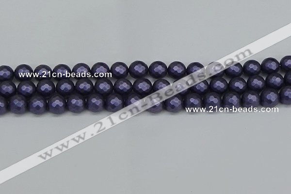 CSB1893 15.5 inches 10mm faceted round matte shell pearl beads