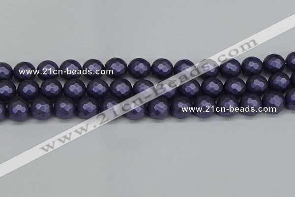 CSB1894 15.5 inches 12mm faceted round matte shell pearl beads