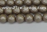 CSB1901 15.5 inches 6mm faceted round matte shell pearl beads