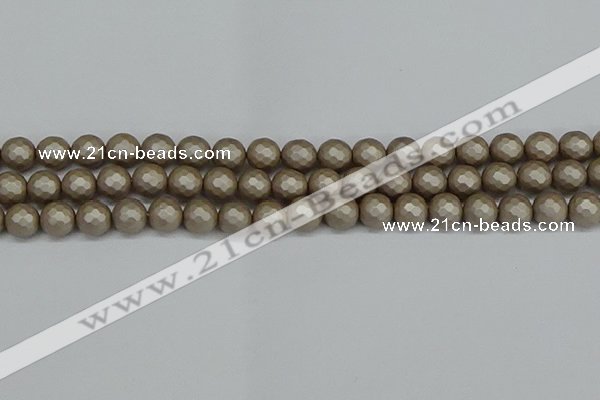 CSB1903 15.5 inches 10mm faceted round matte shell pearl beads