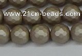 CSB1904 15.5 inches 12mm faceted round matte shell pearl beads