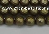 CSB1911 15.5 inches 6mm faceted round matte shell pearl beads