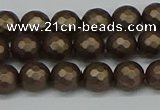 CSB1921 15.5 inches 6mm faceted round matte shell pearl beads