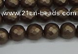 CSB1922 15.5 inches 8mm faceted round matte shell pearl beads